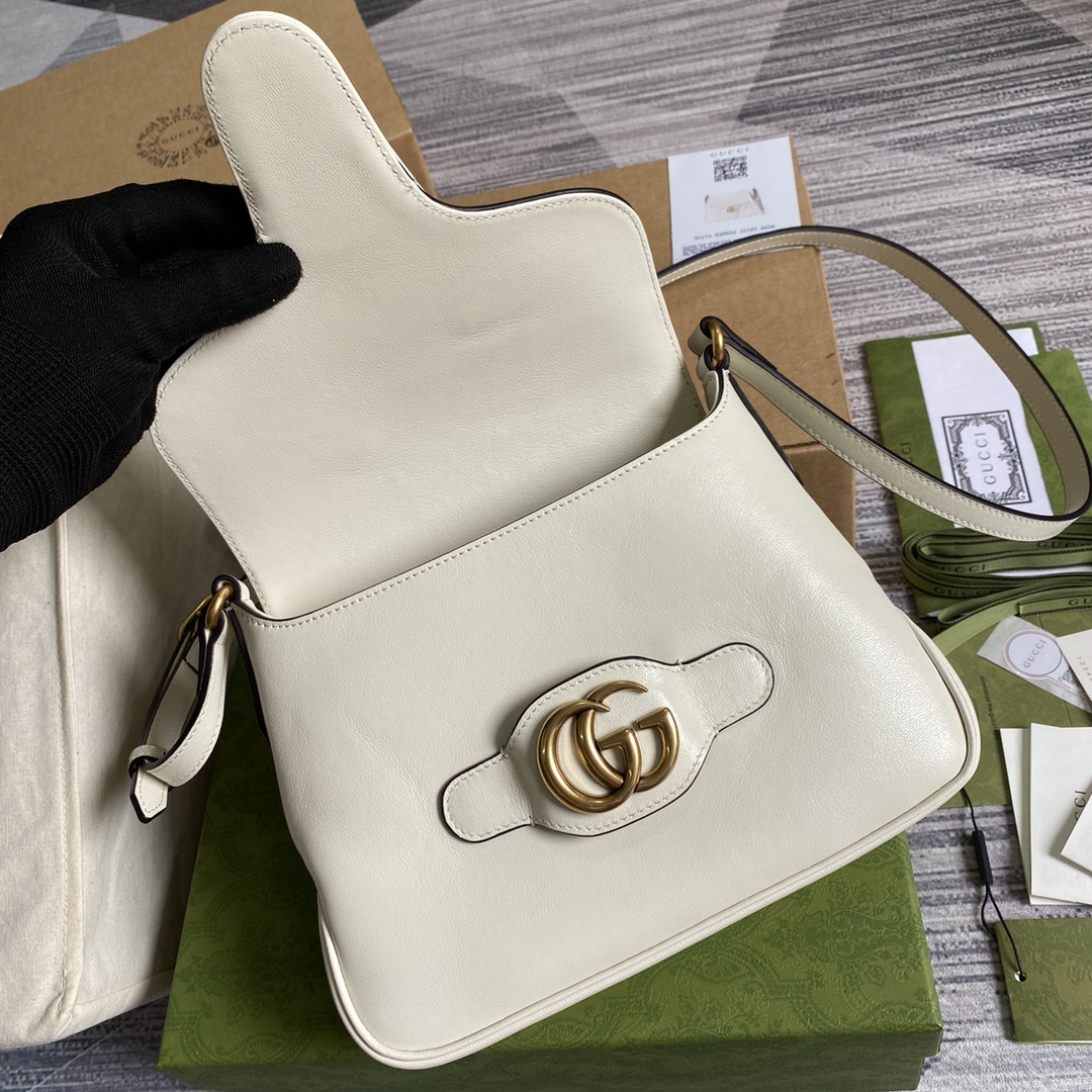 Gucci Small Messenger Bag with Double G Shoulder Bag 648934 White